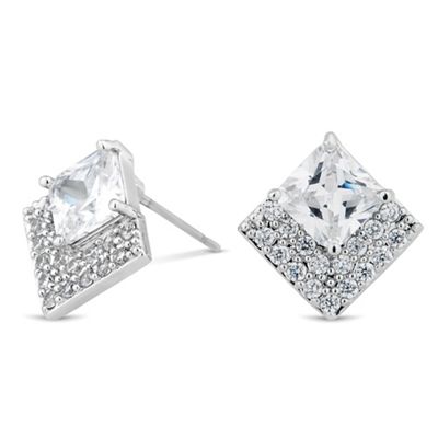 Cubic zirconia crystal embellished square stud earring